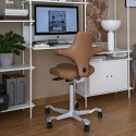 HAG Capisco 8106 - Ergonomic Chair for Standing Desk - Silver Frame - Leather Madras Ginger