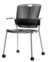 Chaise empilable Humanscale Cinto - Bras fixes - V Argent - Pattes avec roulettes - Noir S10