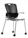 Humanscale Cinto stacking chair - Fixed arms - V Silver - Legs with casters - Black S10 - Back ISO view