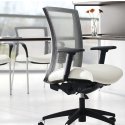Global Vion Chair - 6321-3 - Mesh Natural & White Vinyl