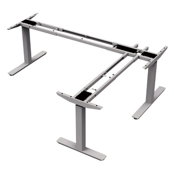 ErgoCentric UpCentric UP3L - L-Shape Electric Standing Desk Base - Silver Frame