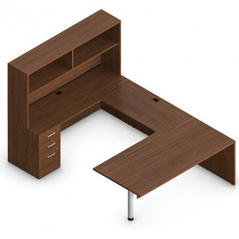 Globa Ionic MLP221N - U shape office desk with filing storage - Winter cherry - WCR