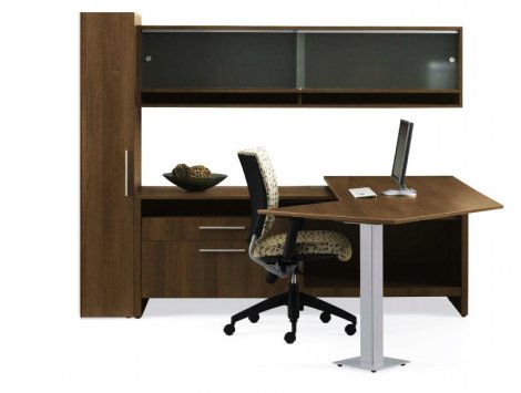 Global Princeton - Computer desk with storage - Shaker Cherry - Left hand side