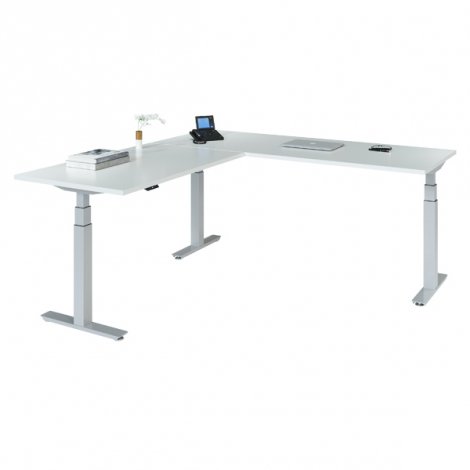 ErgoCentric UpCentric UP3L - Table Ajustable Exécutive - Base Argent - Surface Blanc Designer
